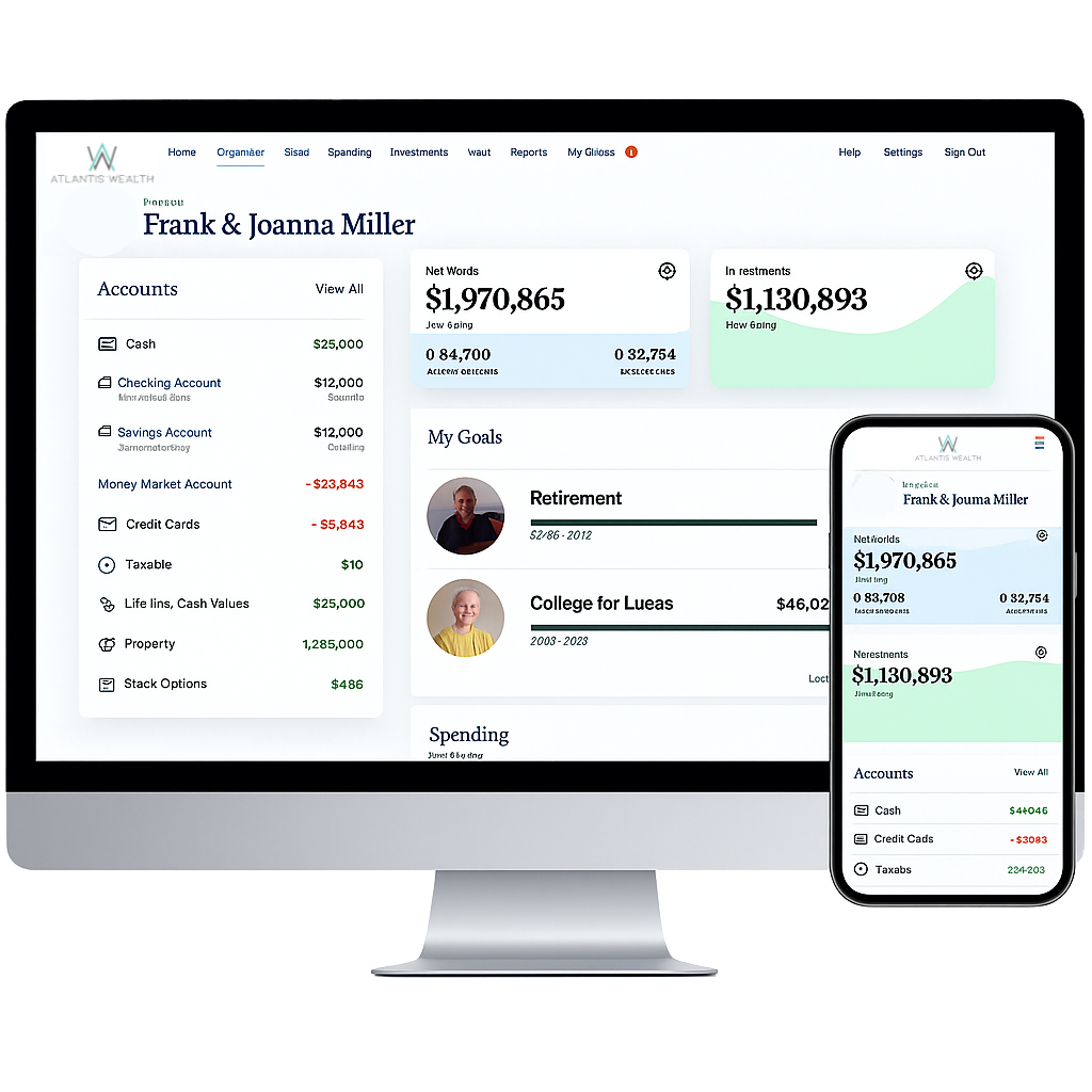 The Atlas client portal shown on desktop and mobile